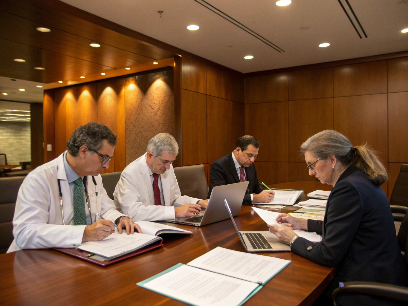 Healthcare executive leadership and consulting team in discussion
